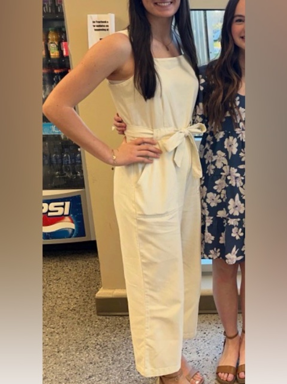 Velvet Heart Cream Wide-Leg Jumpsuit